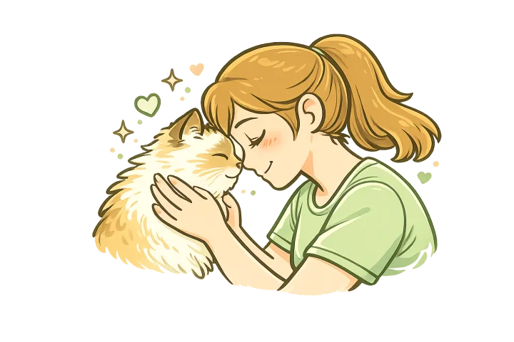 Une femme et son chat partageant un moment de tendresse